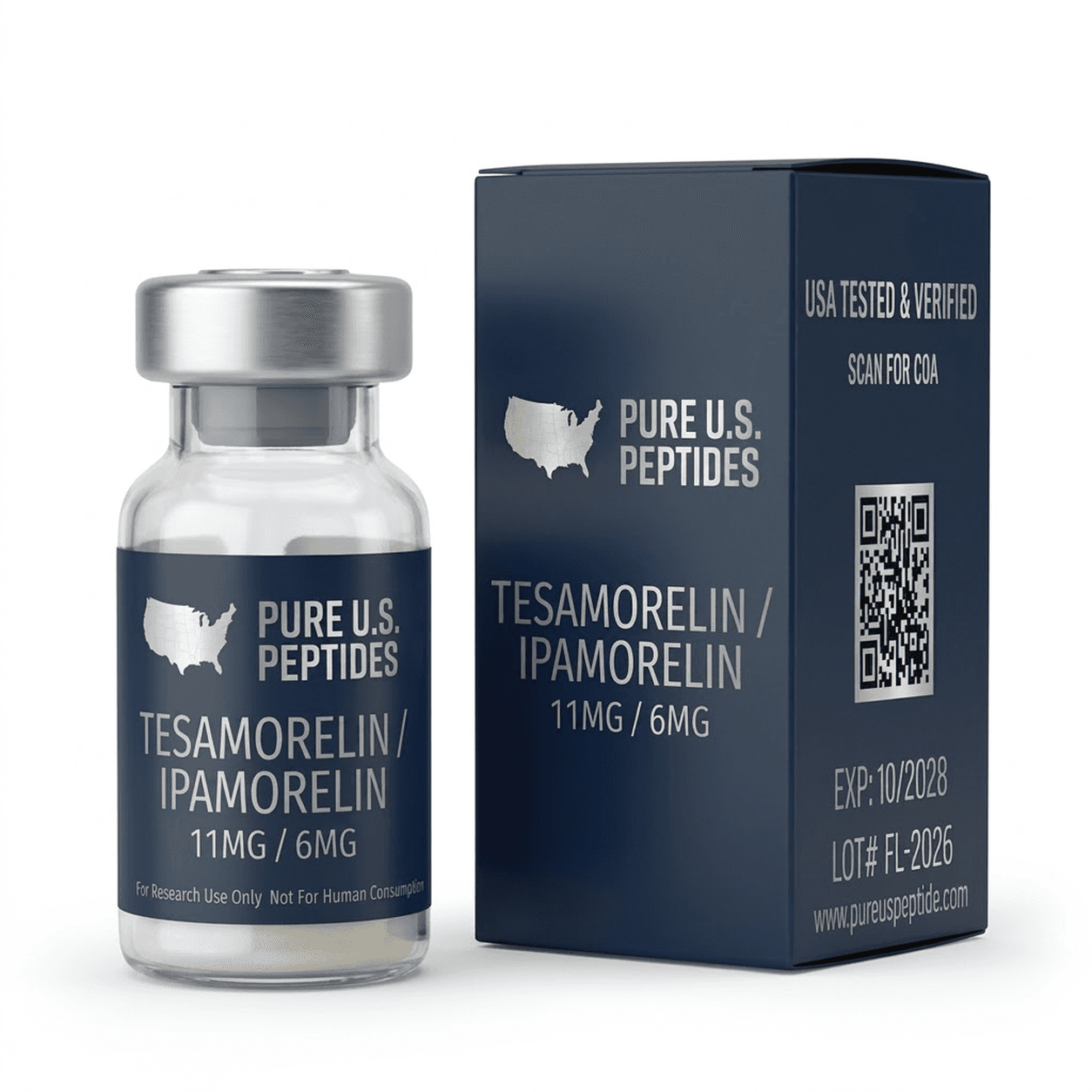 Pure U.S. Peptides research vial and branded box